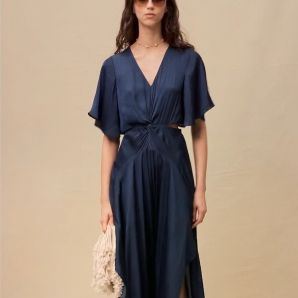 Maje FLOWING SATIN SCARF DRESS - Picture 4 of 15